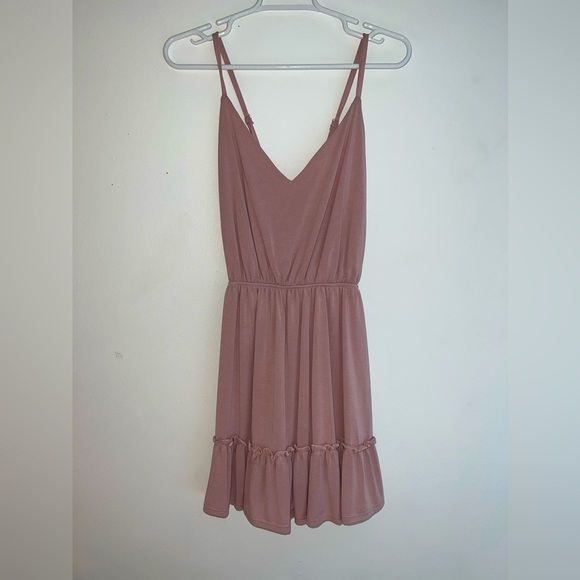 Mod On Trend Boutique Blush Lace-Up Back Ruffle Mini Dress - Picture 1 of 4